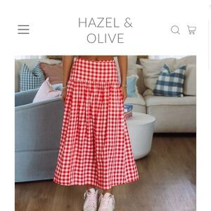 Hazel & Olive Red Gingham Maxi Skirt